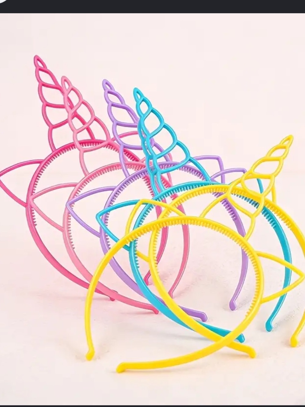 8 Emu Candy Color Unicorn Crown Headbands in Pink, Yellow & Purple